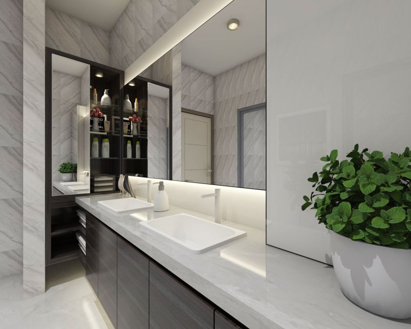 Bathroom with smart mirror and lighting