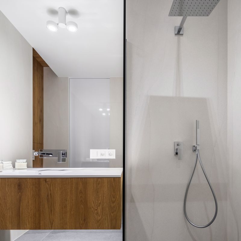 Contemporary Shower with Chrome Fixtures